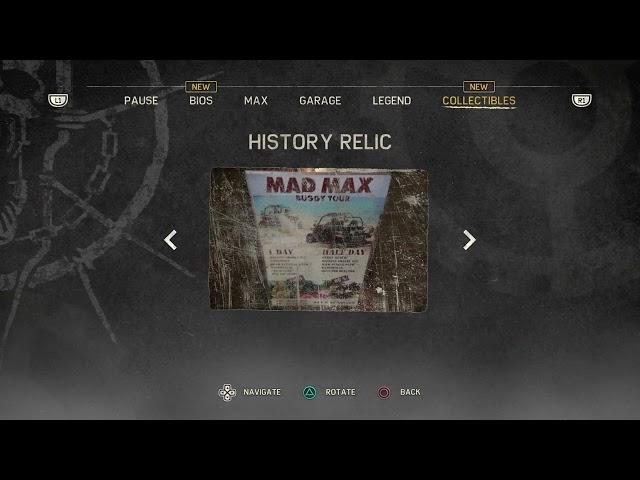 All History Relics in Mad Max The Game
