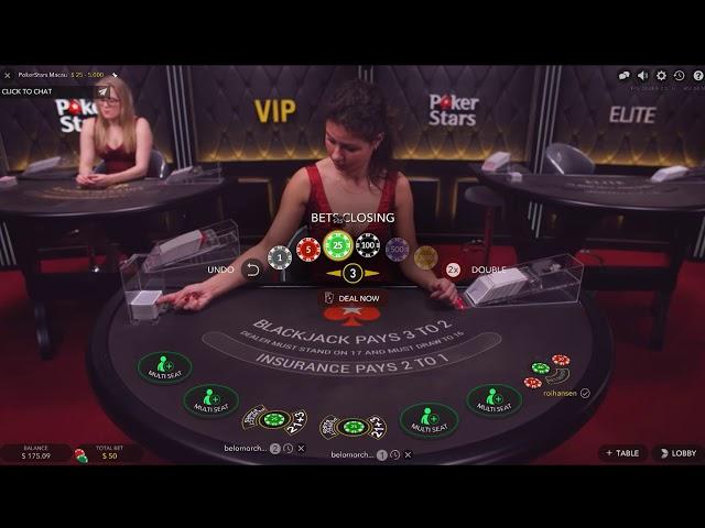 Живой БлэкДжек на ПокерСтарс по $25 на 2 бокса!Live BlackJack on PokerStars