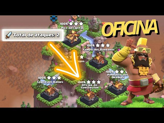 COMO LEVAR A OFICINA DO CONSTRUTOR LVL 2 COM 2 ATAQUES NO CLASH OF CLANS