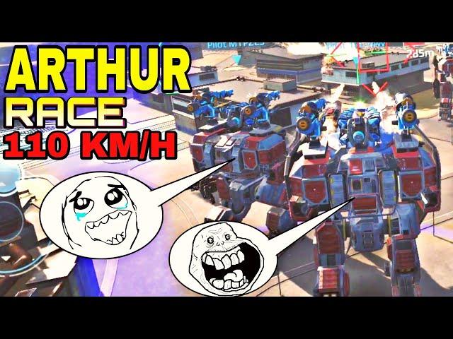 War Robots Arthur vs Arthur RACE -110K/H SPEED (GAMEPLAY)