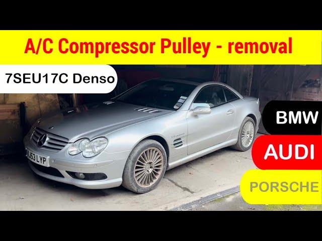 Mercedes SL55, Audi A4, BMW A/C compressor pulley removal. How to remove in situ & save $$$$.