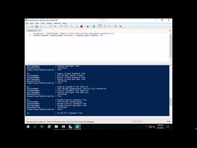 How to change time-zones for a domain using PowerShell script | Windows Server 2019