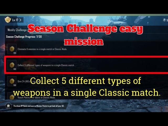 A3 Season Challenge mission /Collect 5 different types of weapons in a single Classic match