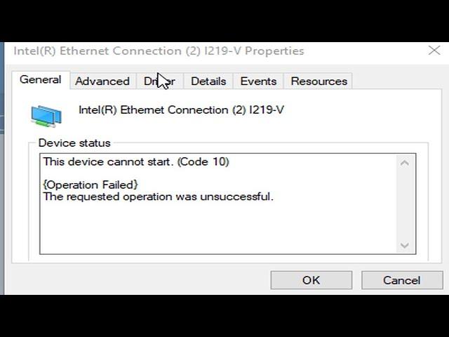  Intel Ethernet Lan device cannot start code 10 fix