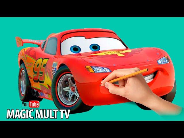 Как нарисовать Молнию Маквина Тачки How To Draw And Paint Lighting McQeen Cars Disney Pixar