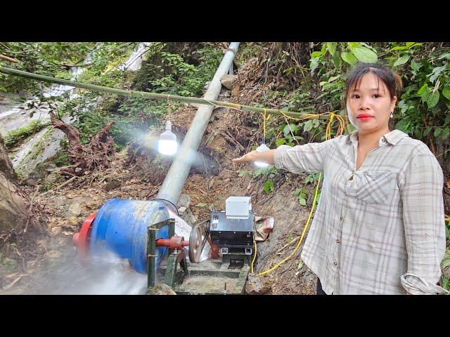 The girl installed a generator to bring electricity to the farm.