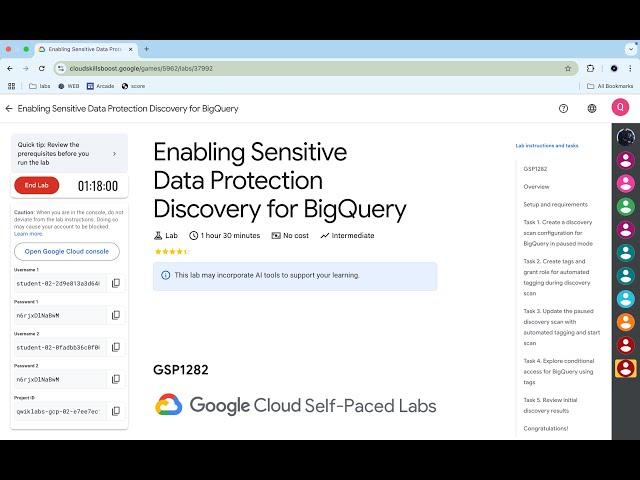 Enabling Sensitive Data Protection Discovery for BigQuery #qwiklabs | #GSP1282 [With Explanation️]