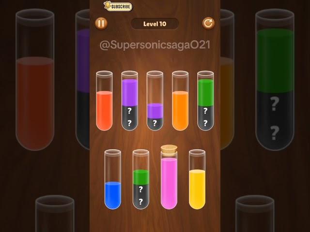 Color water sort level 10 #sortpuzzlegame #watersortpuzzle #hardlevel #watersortgame #puzzlegame