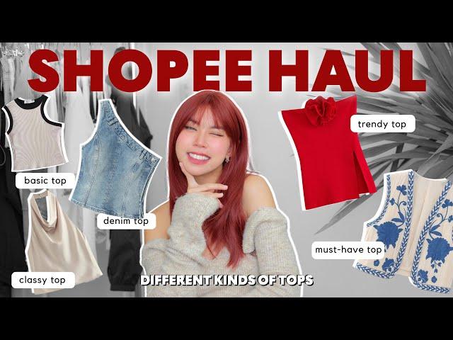 SHOPEE HAUL: BEST TOPS 2023 (basic, classic, denim, trendy & must have tops)