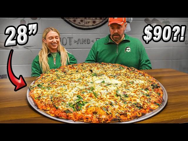 Trying To Set A New 176oz Alvino's 28-Inch Pizza Challenge Record w/ @KatinaEatsKilos