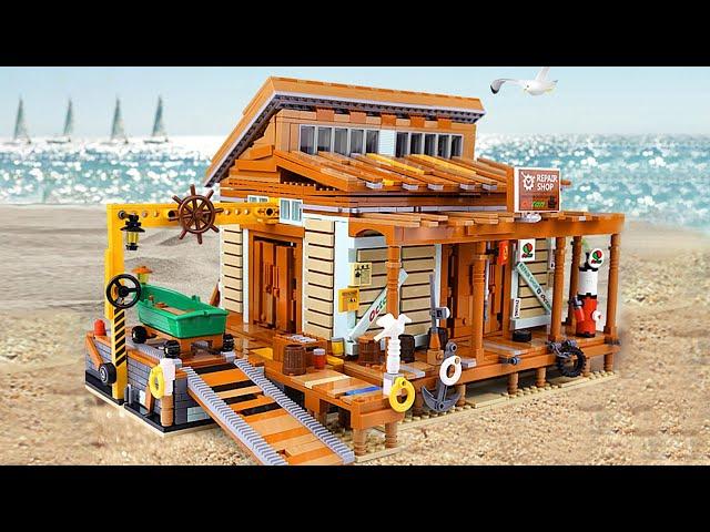 Nonlego Bricks MOC Fish House Shipyard Building Blocks PG 12004.