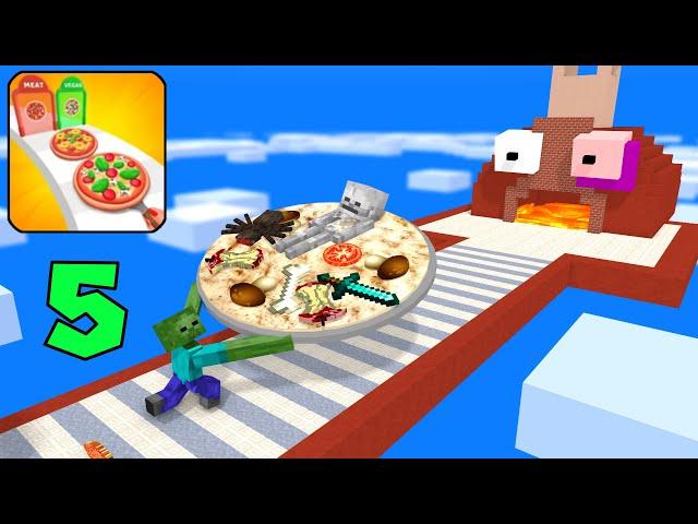 Minecraft Mobs : I WANT PIZZA RUNNER 5 CHALLENGE - Minecraft animation