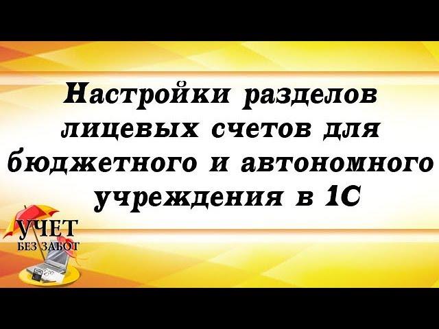 Настройки разделов лицевых счетов для бюджетного и автономного учреждения в 1С