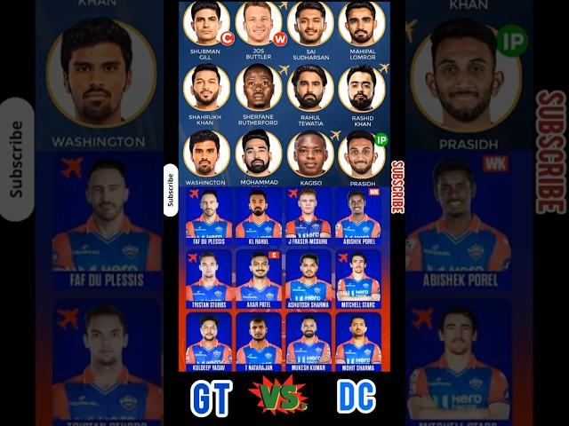 IPL 2025 DC vs GT Today's Playing XI | KL Rahul vs Gill #ipl #dcvsgt #shorts #viralreels #trending