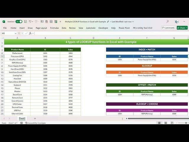 4 types of LOOKUP functions in Excel with Example