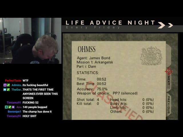 GOLDENEYE N64 - DAM AGENT 0:52 - UNTIED WORLD RECORD