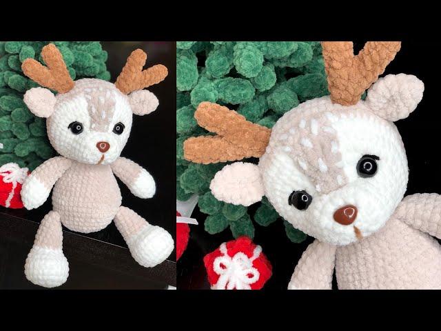 Crochet deer from plush yarn / Master class. Part 1 / How to crochet a little deer