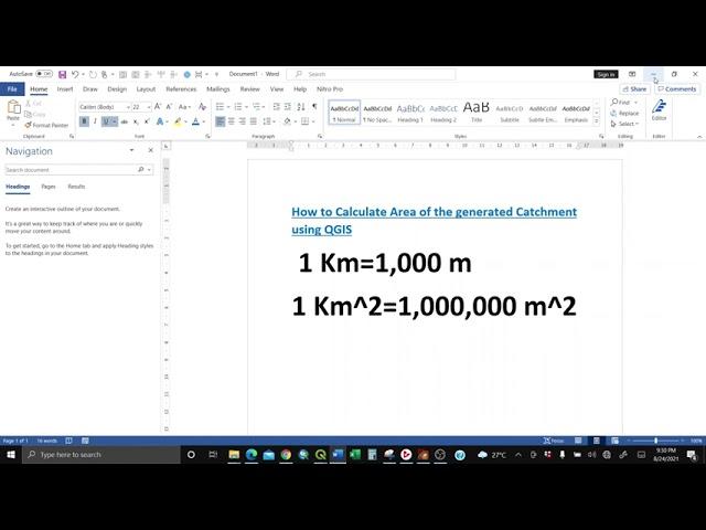 Calculating Area of generated Catchment using- QGIS