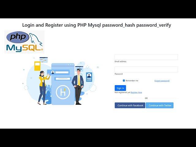 Login and Register using PHP Mysql password_hash password_verify