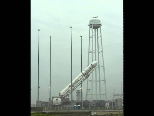 Antares Rocket Raised on Launch Pad