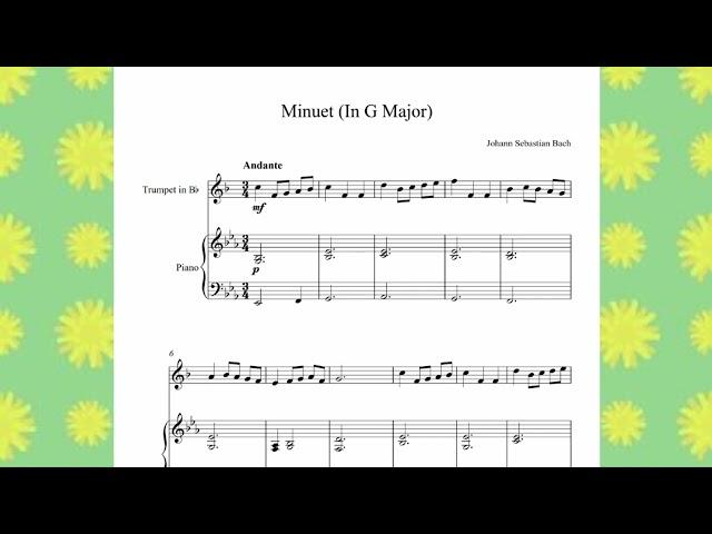 Minuet In G Major   Johann Sebastian Bach Trumpet + Piano