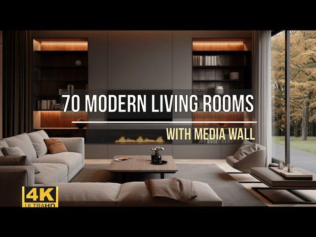 70 modern living rooms with media wall / 4K / Elegant and timeless design