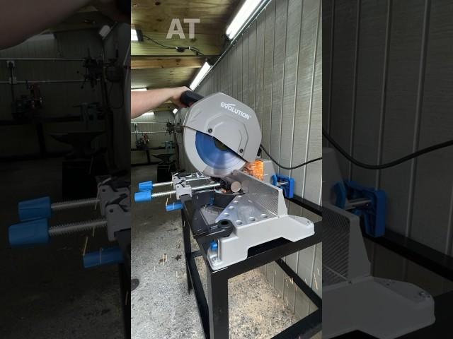 Cutting some 1045 solid steel with my Evolution S355MCS metal cutting miter saw #fabrication #tools