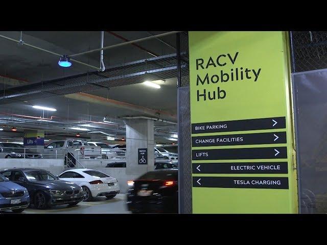 Bike racks & electric car charging stations at RACV Mobility Hub