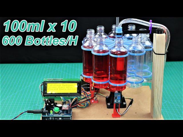 DIY 10 Bottle Filling Machine using Arduino - 600 Bottles/Hour