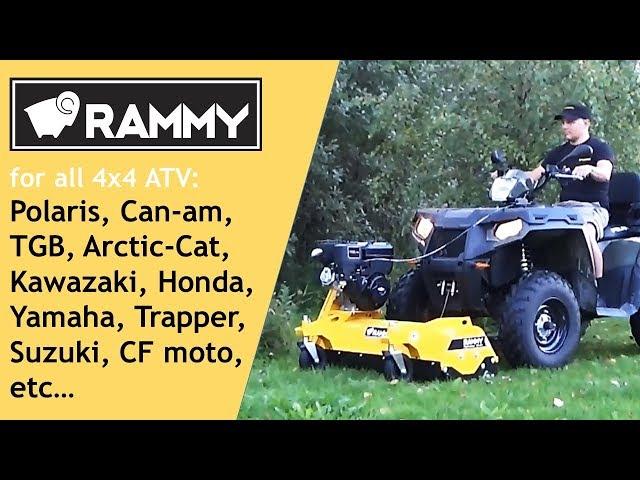 Rammy Flail mower 120 ATV presentation, hammer blades, side shift kit and fitting to ATV