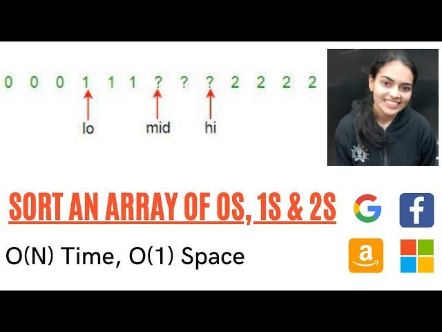 Sort an array of 0s, 1s and 2s GeeksforGeeks || Adobe Amazon Microsoft Coding Question || Easy