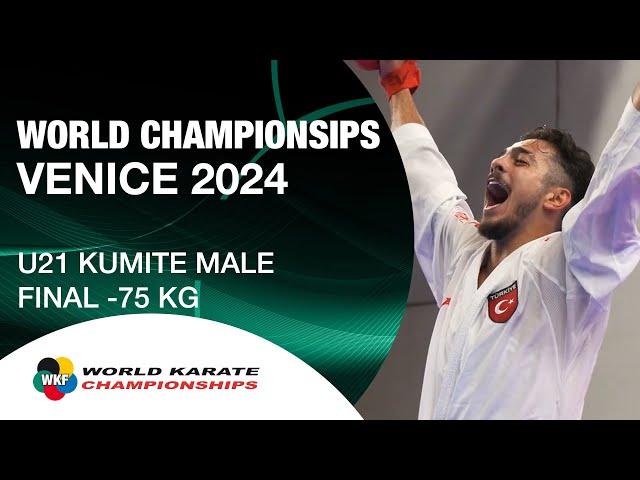 U21 KUMITE MALE -75 KG FINAL | O. YUKUR (TUR) VS Y. FARAG (EGY) | WORLD KARATE FEDERATION