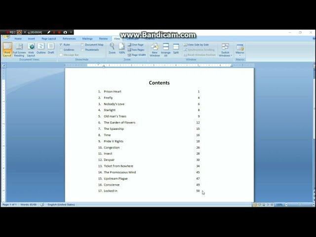 How to create a table of contents easily in ms word with right tab