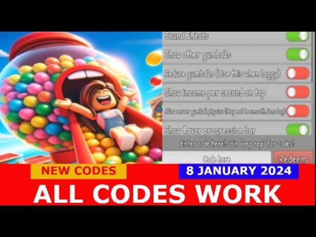 *NEW UPDATE CODES* [2X!] Gumball Factory Tycoon ROBLOX | ALL CODES | JANUARY 8, 2024