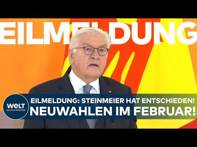 EILMELDUNG: Steinmeiers Entscheidung gefallen - Neuwahlen am 23. Februar 2025! Bundestag aufgelöst