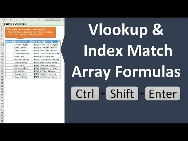 MIN IF Array Formulas with VLOOKUP or INDEX MATCH (Part 2 of 5)