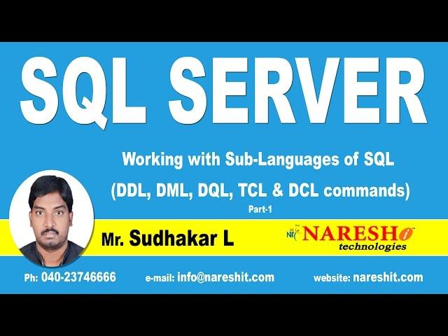 Working with Sub-Languages of SQL (DDL, DML, DQL, TCL & DCL commands)  Part-1 | MSSQL Training