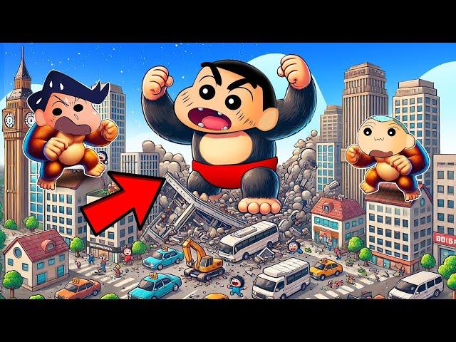 Shinchan Became Giant Gorilla To Eat His Friends  | Roblox Be A Gorilla | Funny Game 