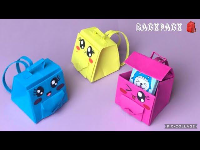 Origami Backpack/Easy DIY School Bag with paper! Only 1 Sheet of paper neededاوريغامي حقيبة