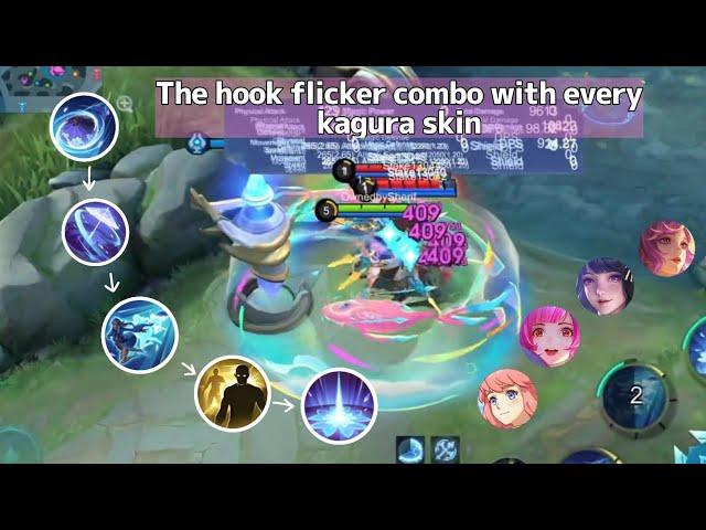 The hook flicker combo tutorial with every Kagura skin~MLBB