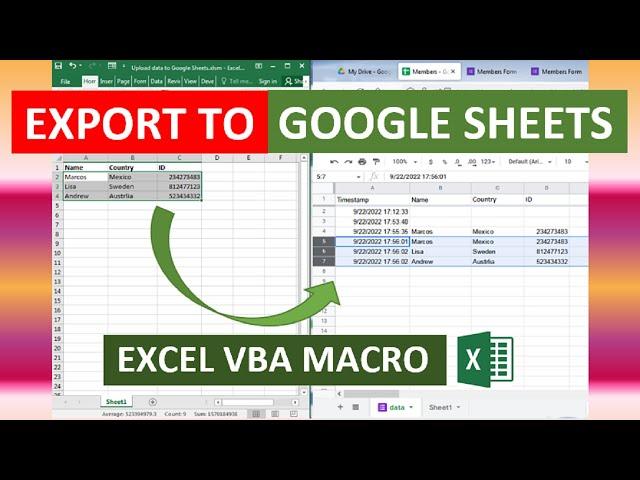 Upload/Export Data To Google Sheets Excel VBA Macro