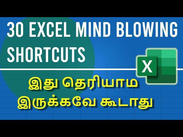 30 Crazy Excel Shortcuts that you must know in Tamil - Part-2 | Fully Explained with Examples