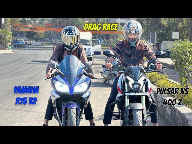 NS400Z vs Yamaha R15 V2: Epic Drag Race Showdown! Speed, Power & Thrills ️