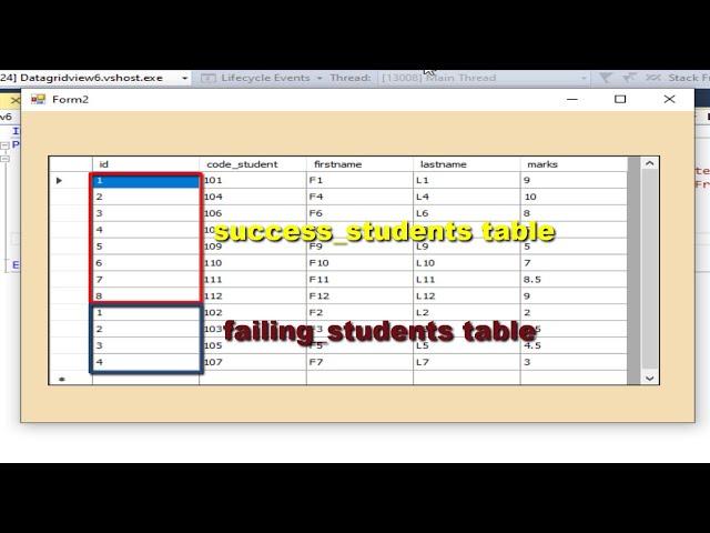 VB.net and SQL database Fill Datagridview from two tables using multiple select statements