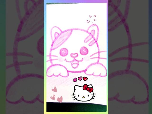 cat drawing for kids step by step, little ball of Fur - hello kitty for fun and crazy kids