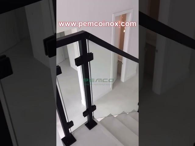 Glass Railing - Black Powder Coating #glassrailings #stairs