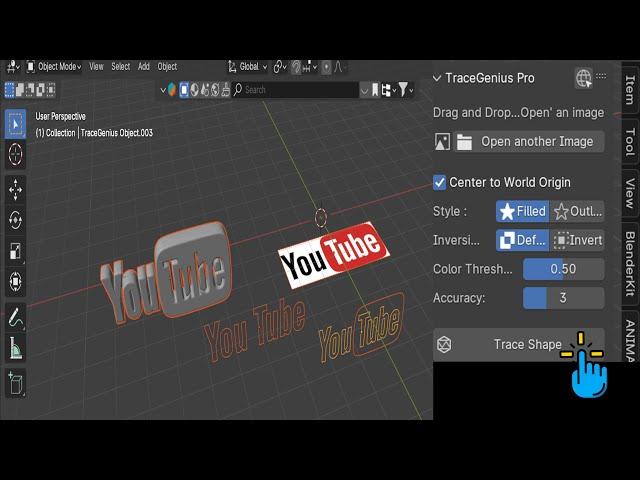 How to Convert 2D image to 3D Model by One Click | Trace Genius Blender Add-ons