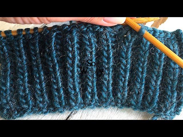 How to knit the Fisherman's Rib using knit stitches only. No purling! (One-row repeat) - So Woolly