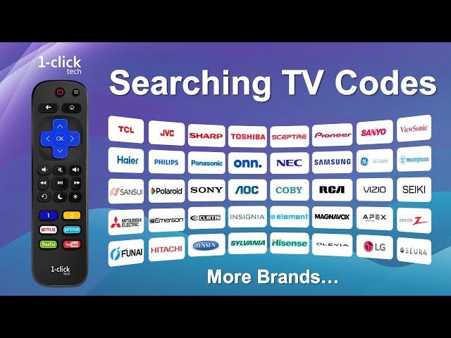 Setup 1-clicktech RT Series Remote for Roku Player and non-Roku TV by Searching TV Codes (Updated)