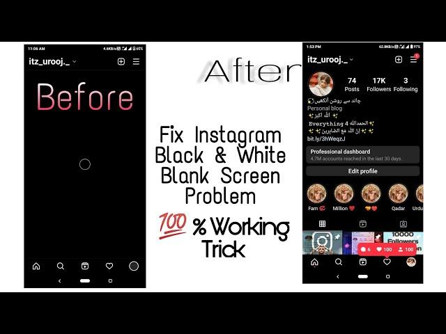 [100% WorkingTrick] How to Fix Instagram Blank Screen Problem WhiteScreen Problem Solved #instagram